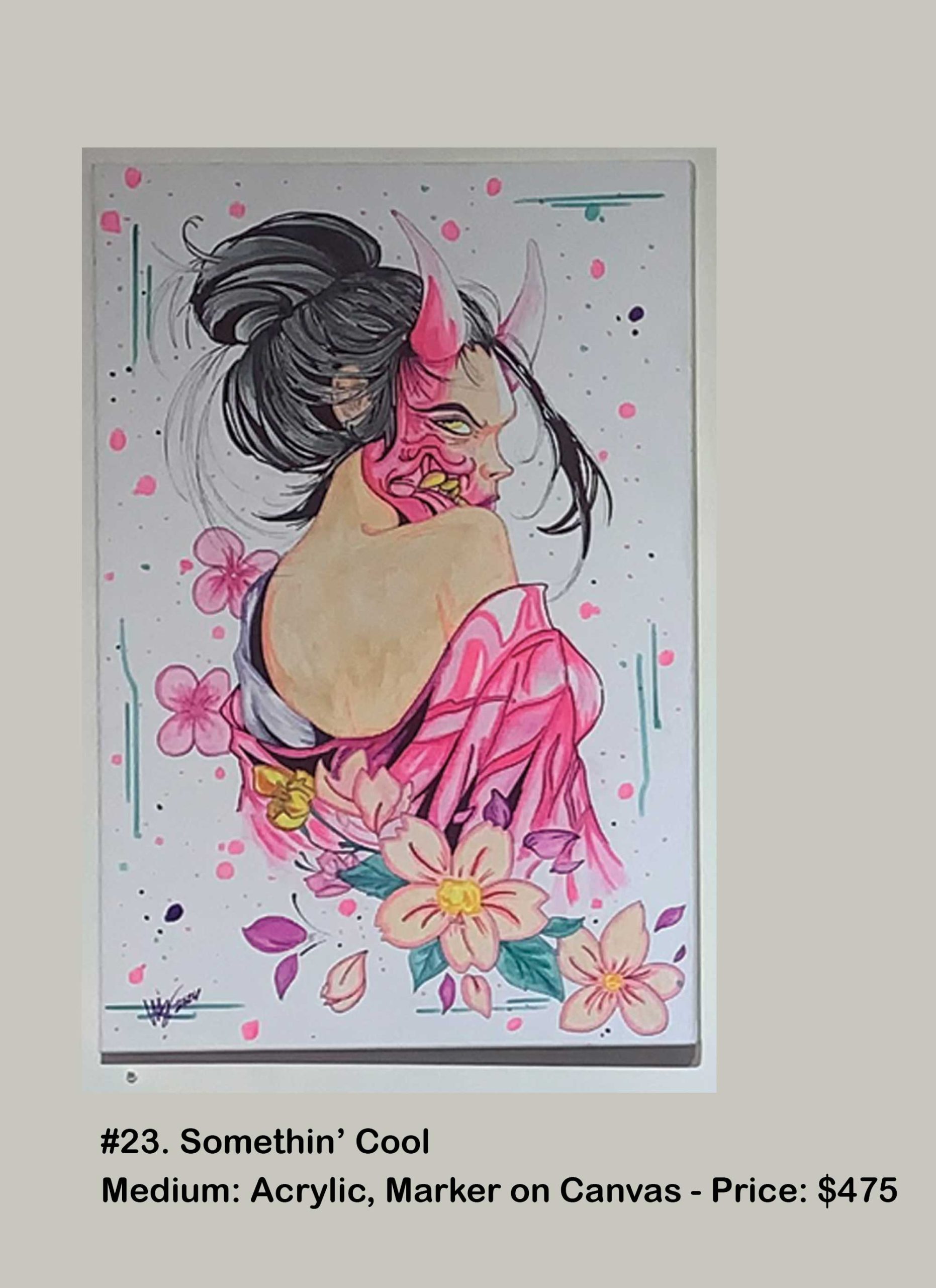 #23. Somethin’ Cool Medium: Acrylic, Marker on Canvas | Price: $475