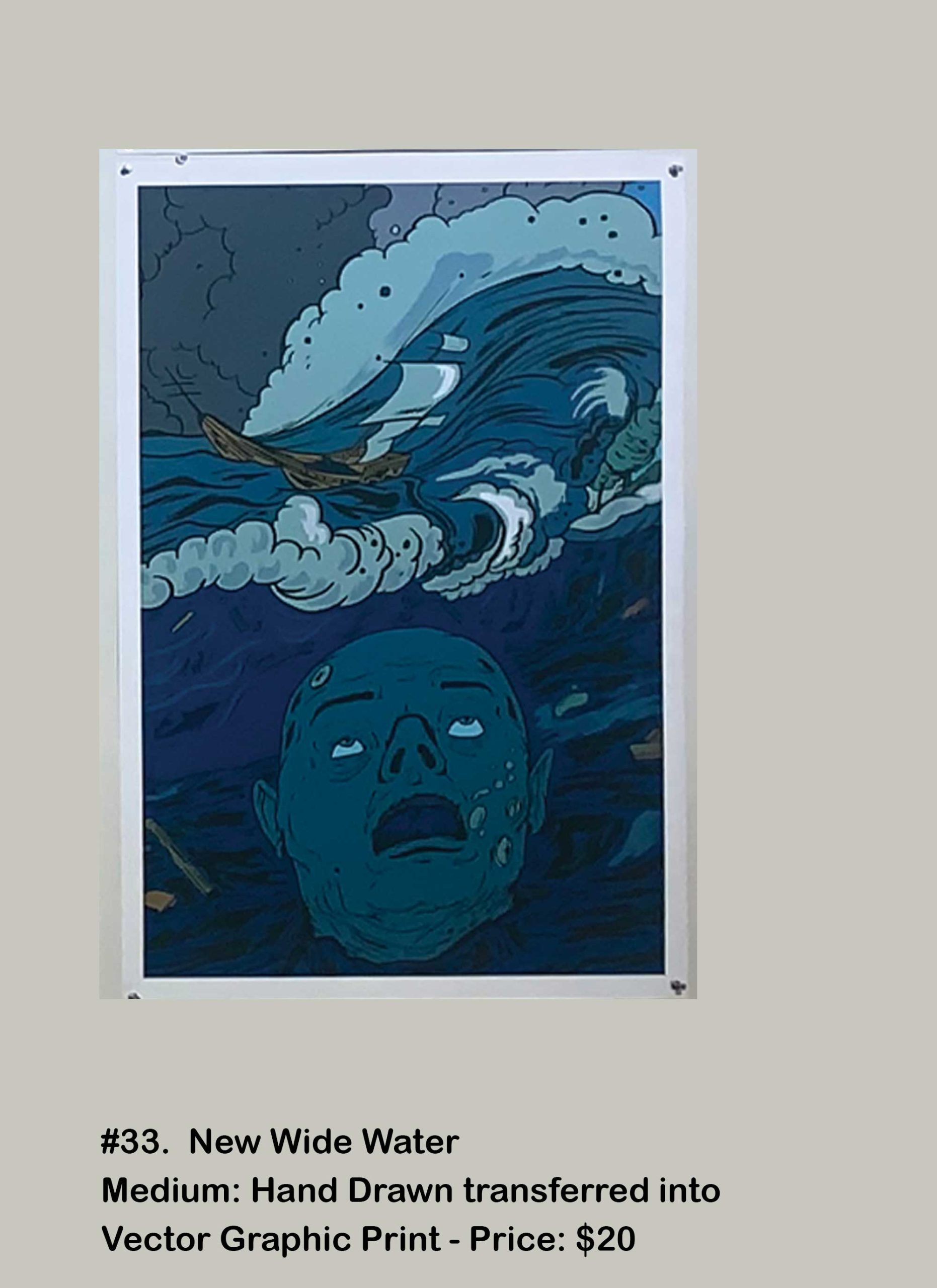 #33.  New Wide Water Medium: Hand Drawn transferred into Vector Graphic Prints |  Price $20